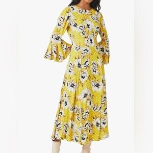 Ghost London || Luisa Floral Midi Dress‎ in Patty Poppy Ditzy Yellow XS NWT